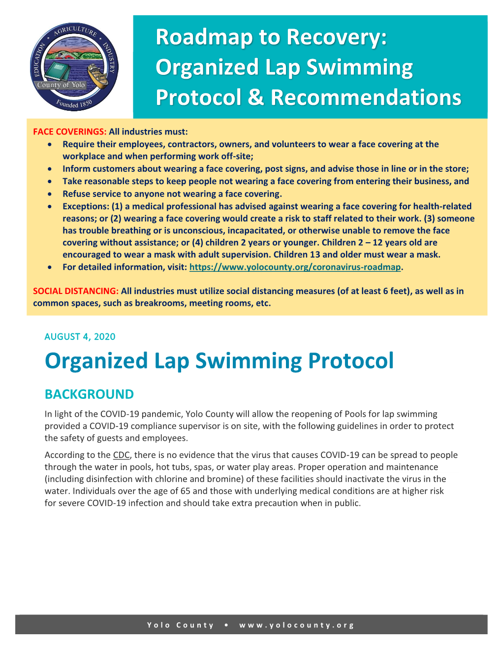 Organized Lap Swimming Protocol & Recommendations