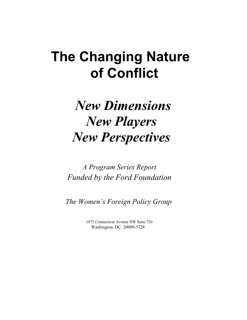 Changing Nature of Conflict