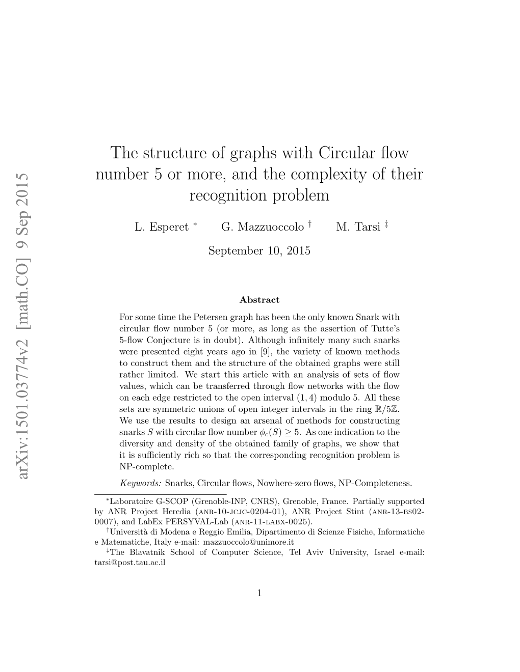 The Structure of Graphs with Circular Flow Number 5 Or More, and The