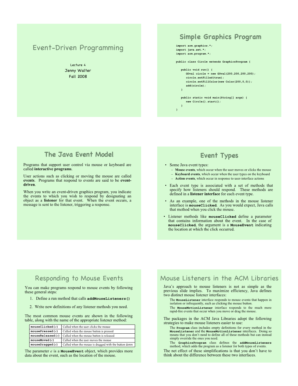 Event-Driven Programming Import Java.Awt.*; Import Acm.Program.*;