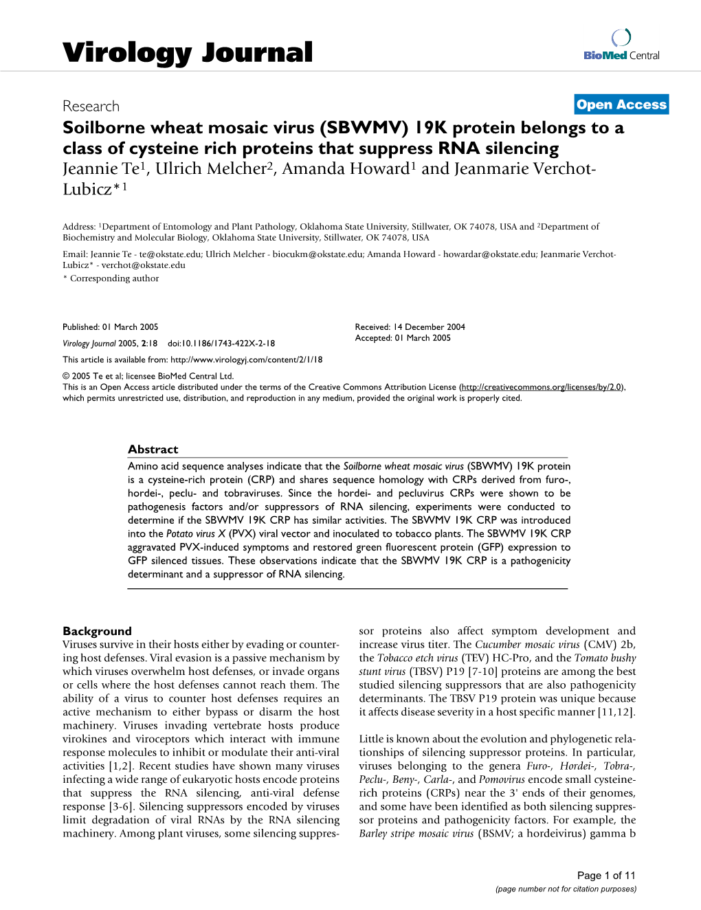 Virology Journal Biomed Central