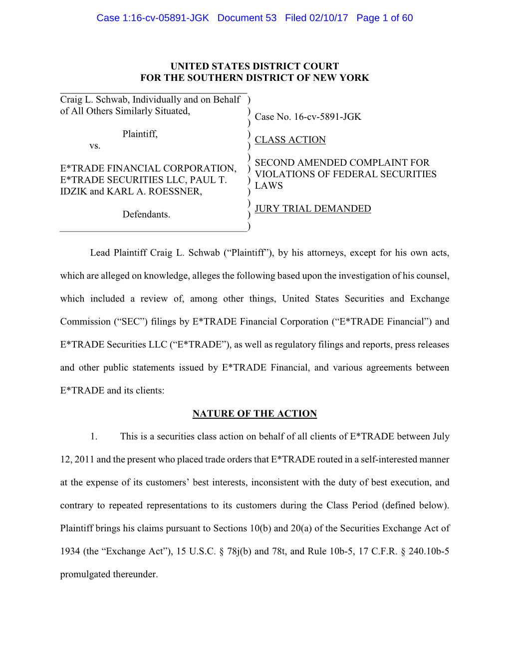 Case 1:16-Cv-05891-JGK Document 53 Filed 02/10/17 Page 1 of 60