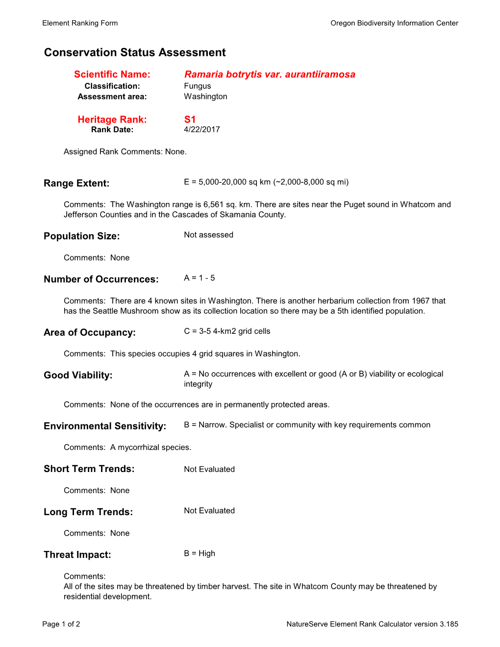 Conservation Status Assessment