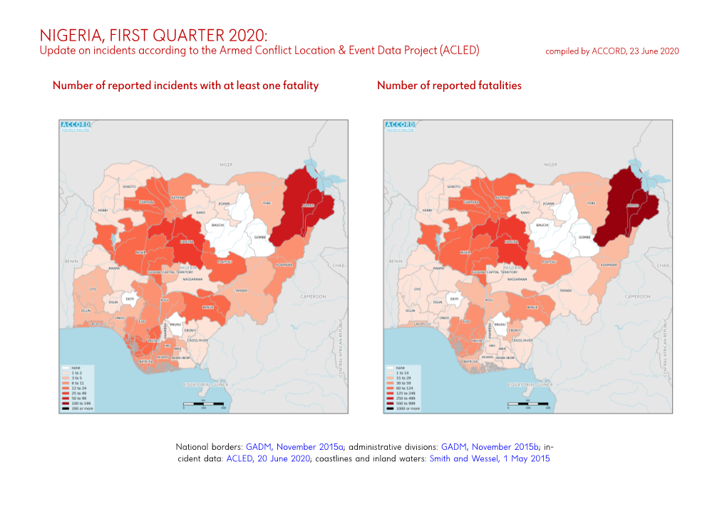Nigeria, First Quarter 2020: Update on Incidents According to the Armed Conflict Location & Event Data Project