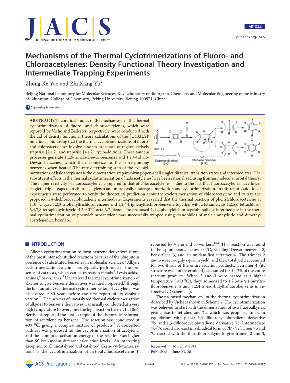 Mechanisms of the Thermal Cyclotrimerizations of Fluoro