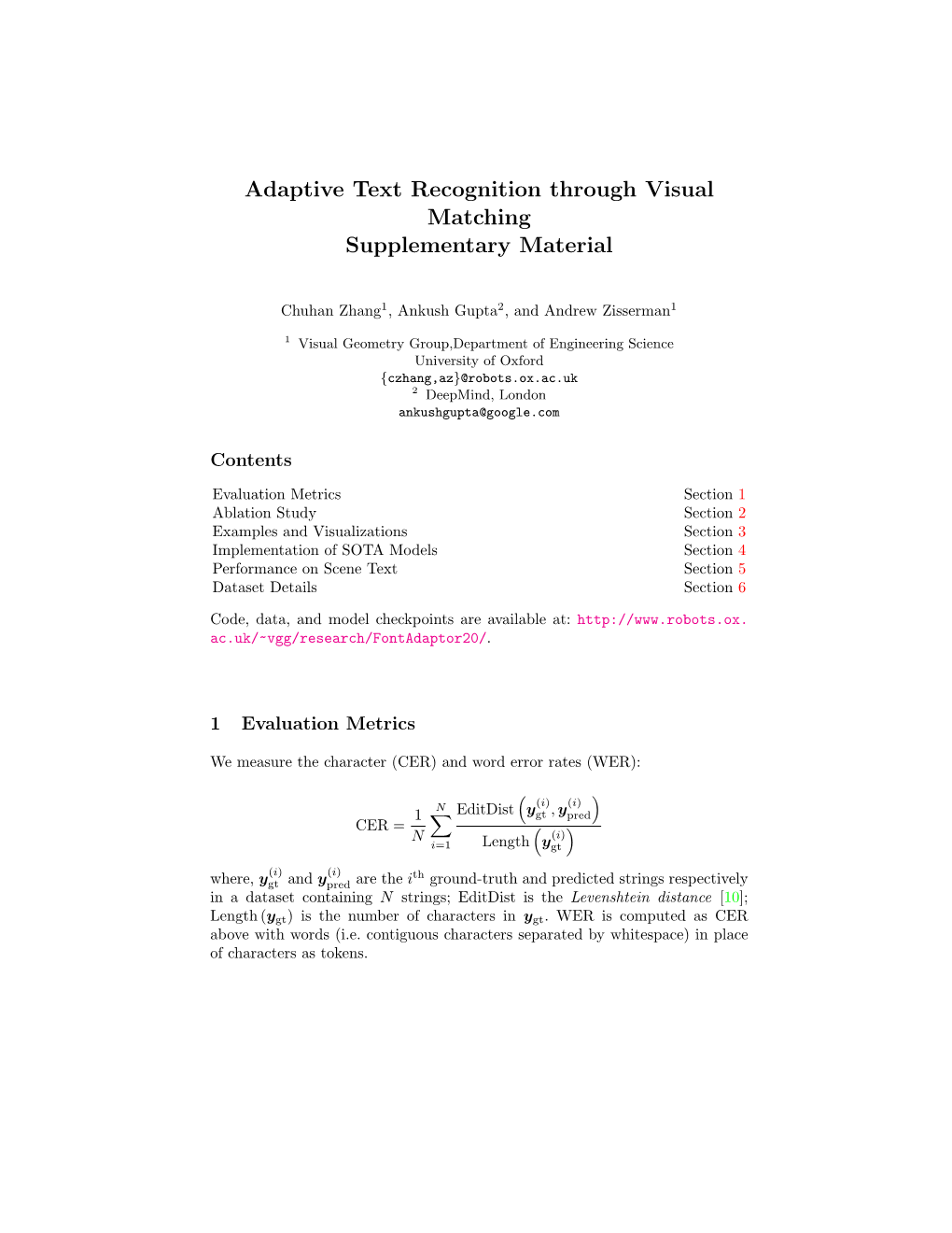 Adaptive Text Recognition Through Visual Matching Supplementary Material