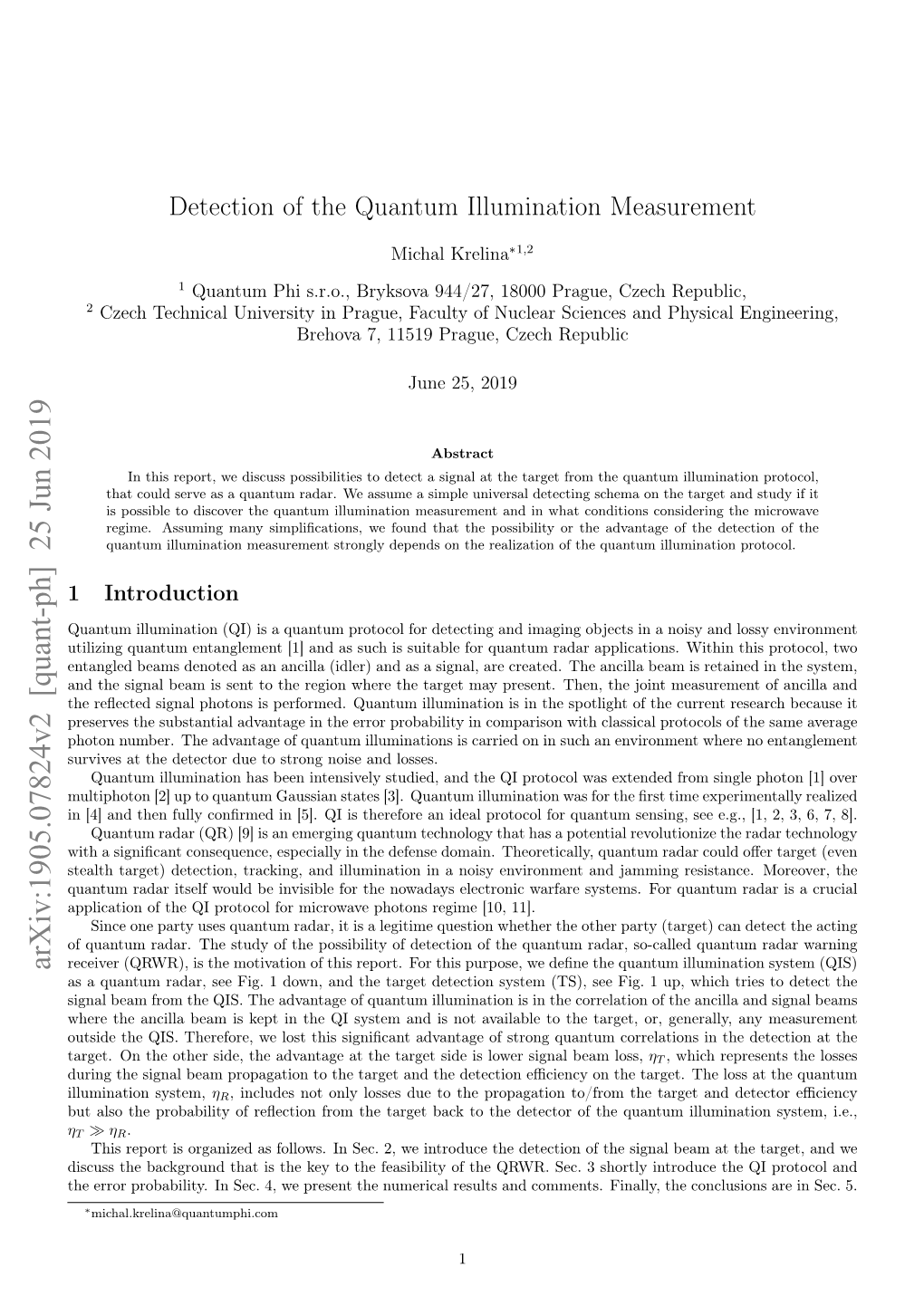 Detection of the Quantum Illumination Measurement