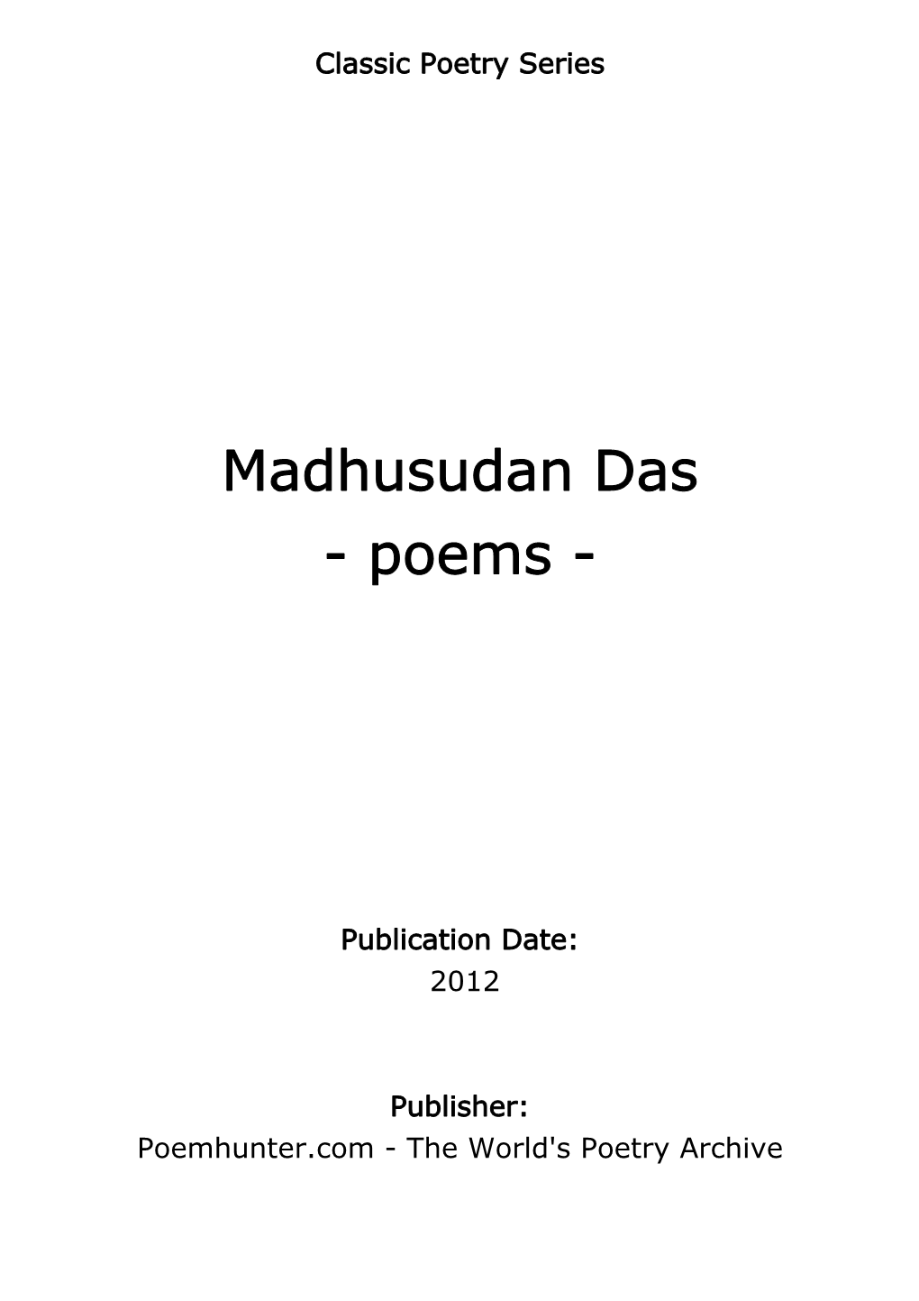 Madhusudan Das - Poems