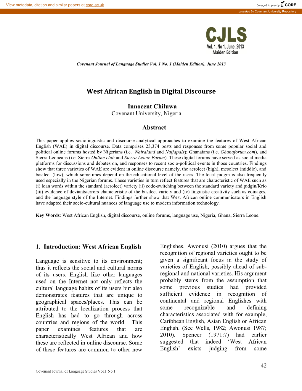 West African English in Digital Discourse