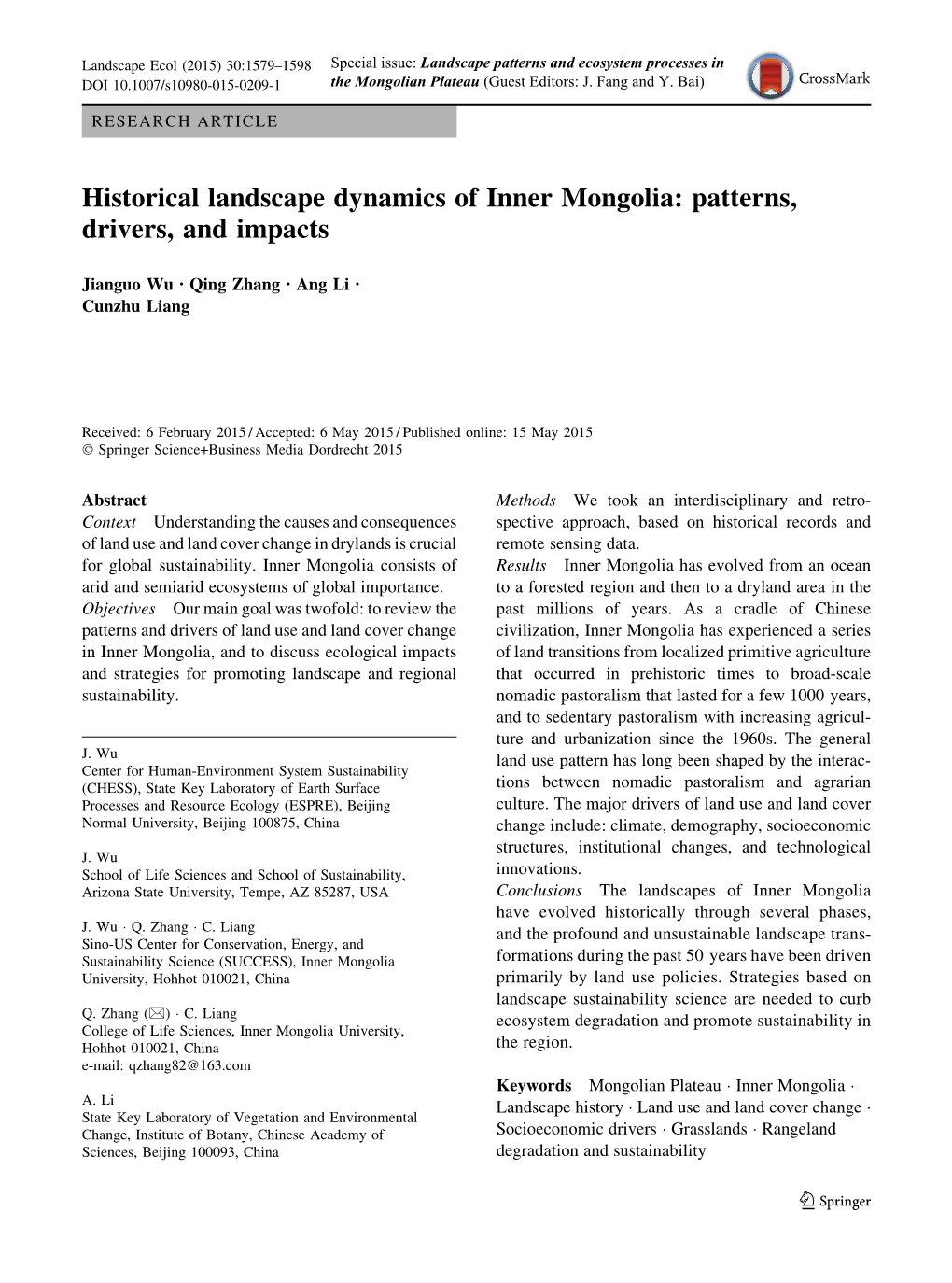 Historical Landscape Dynamics of Inner Mongolia: Patterns, Drivers, and Impacts