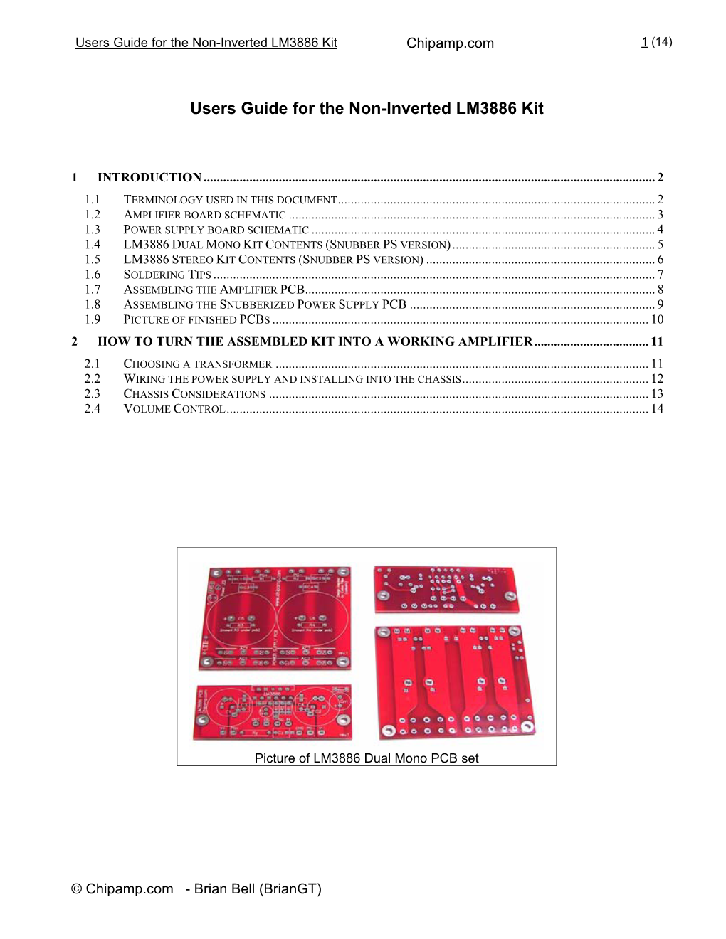 Users Guide for the Non-Inverted LM3886 Kit Chipamp.Com 1 (14)