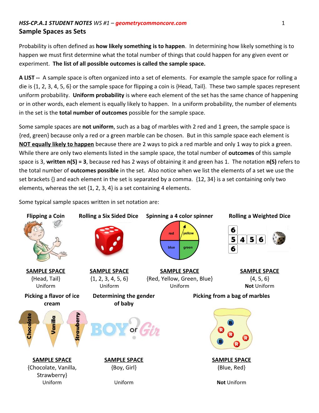 HSS-CP.A.1 STUDENT NOTES WS #1 Geometrycommoncore.Com 1
