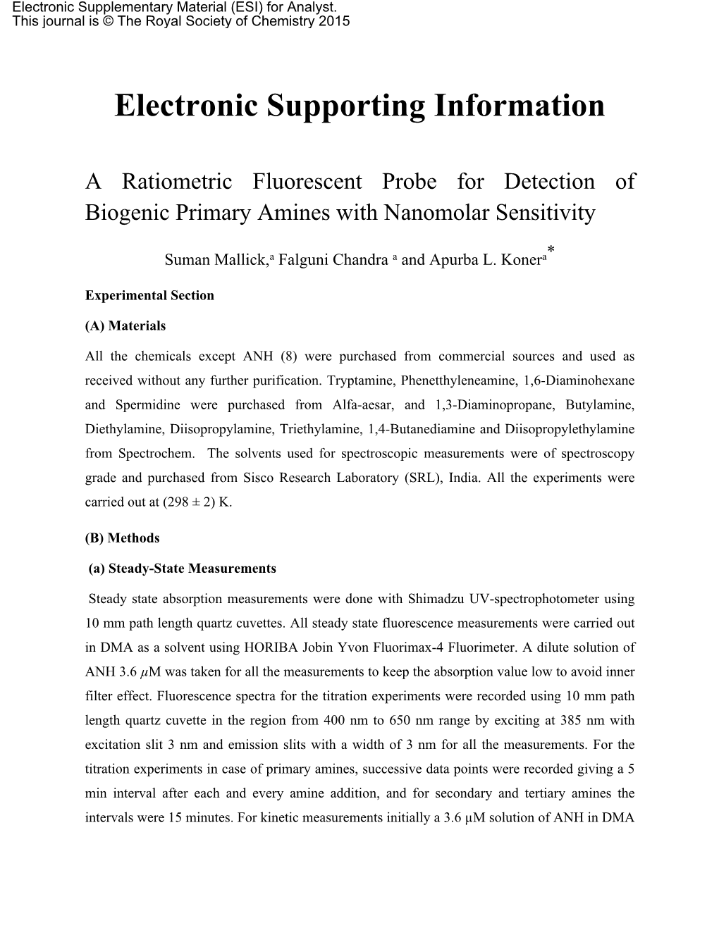 Electronic Supporting Information