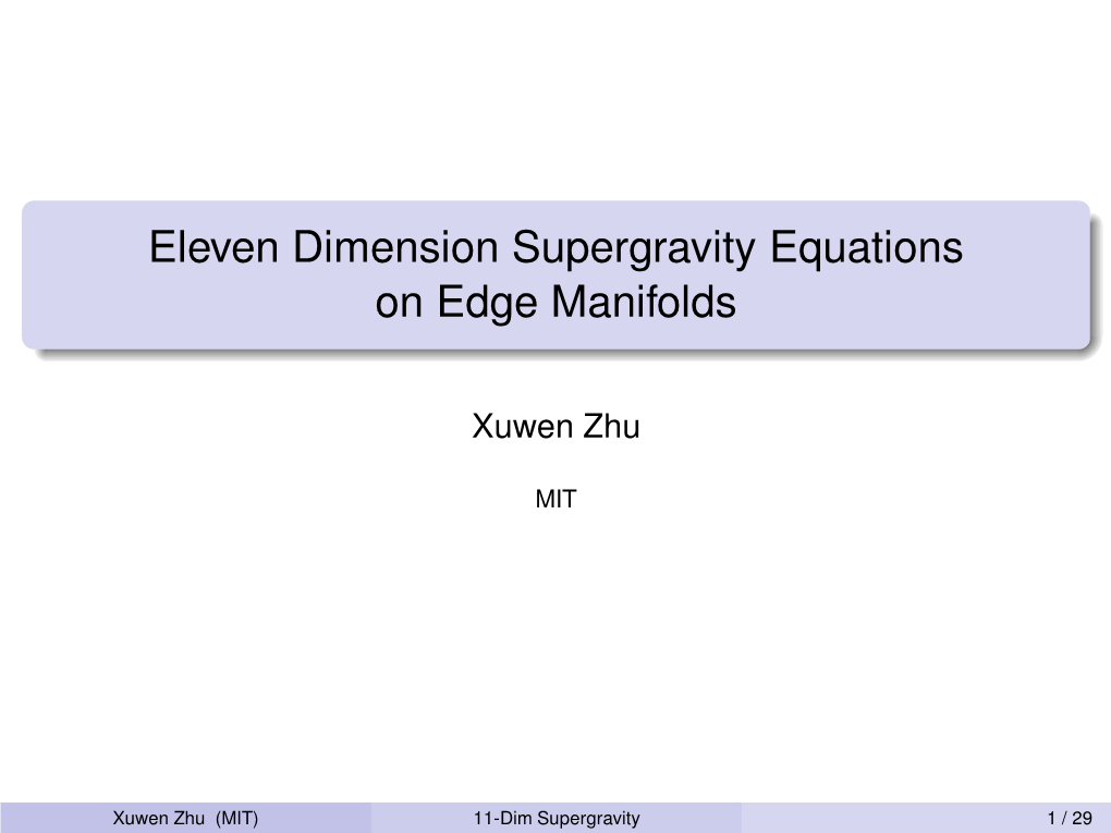 Eleven Dimension Supergravity Equations on Edge Manifolds