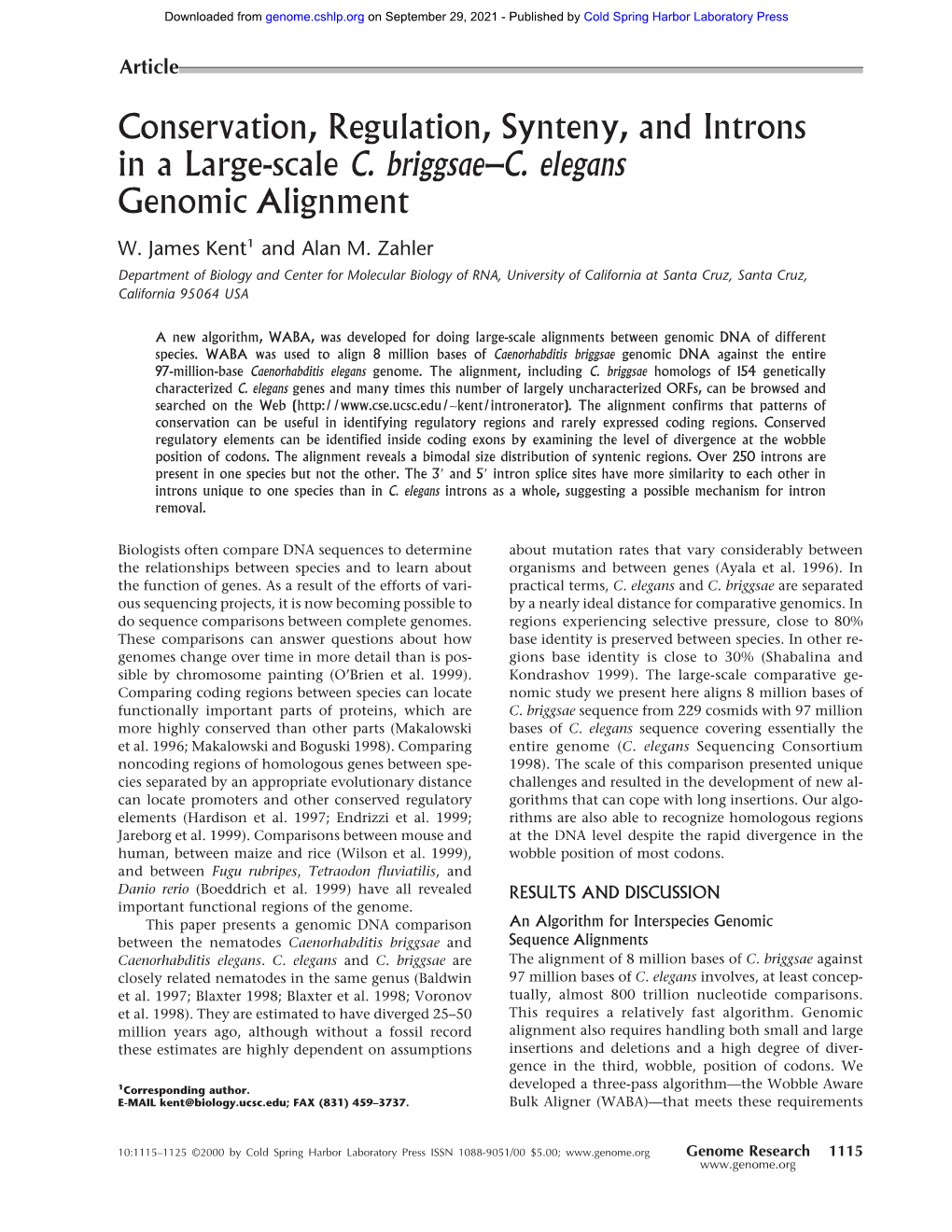 Conservation, Regulation, Synteny, and Introns in a Large-Scale C