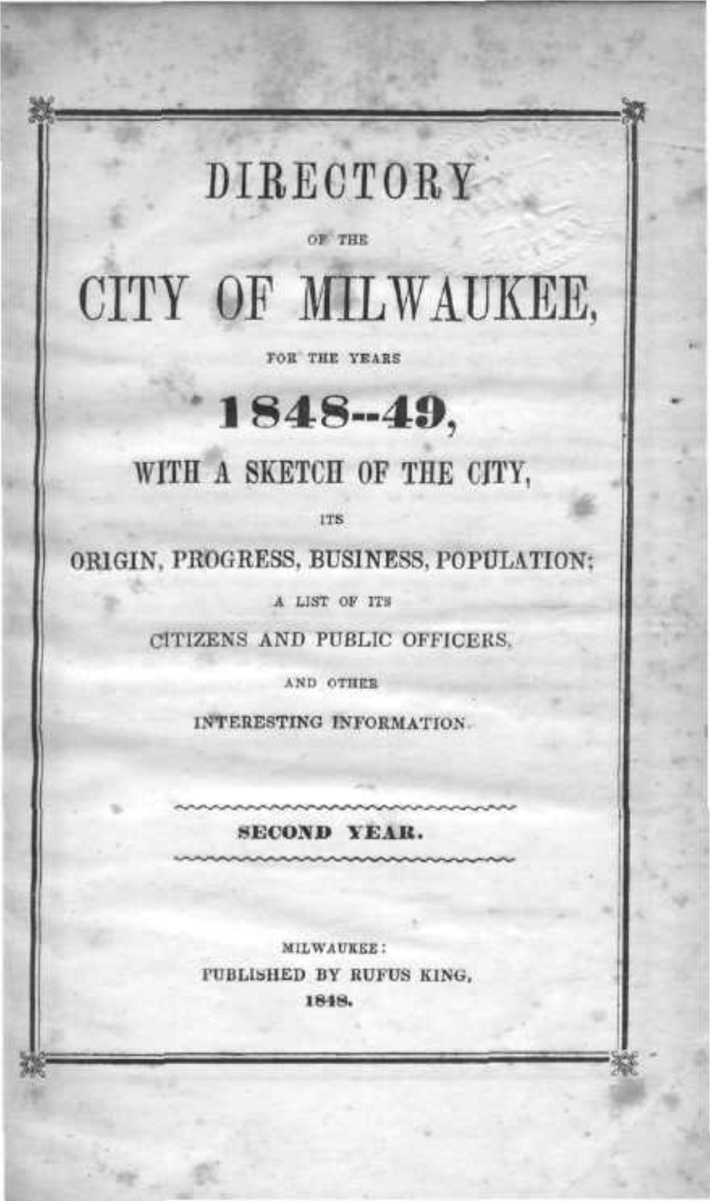 City of Milwaukee, • 1 848-49