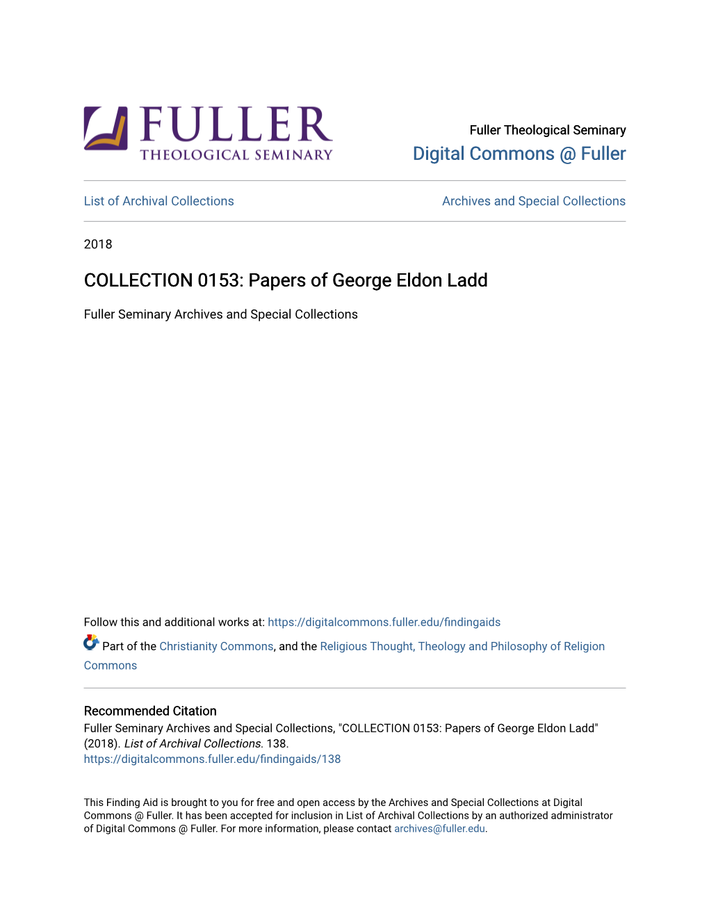 Papers of George Eldon Ladd