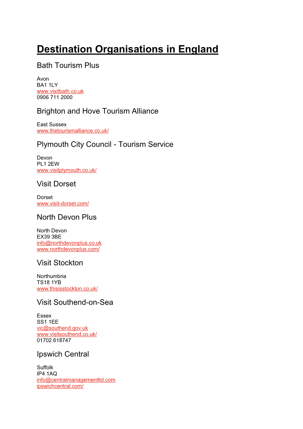 Destination Organisations in England Bath Tourism Plus