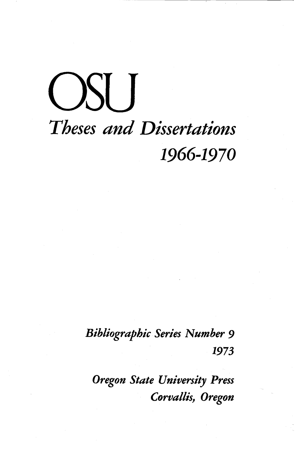 Theses and Dissertations 1966-1970