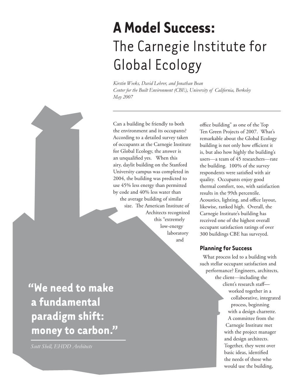 The Carnegie Institute for Global Ecology