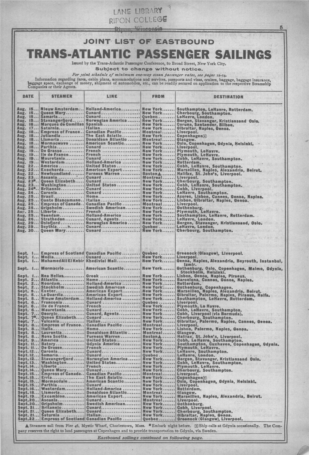 Mus' Lii3i2i'-.I2y TRANS-ATLANTIC PASSENGER SAILINGS