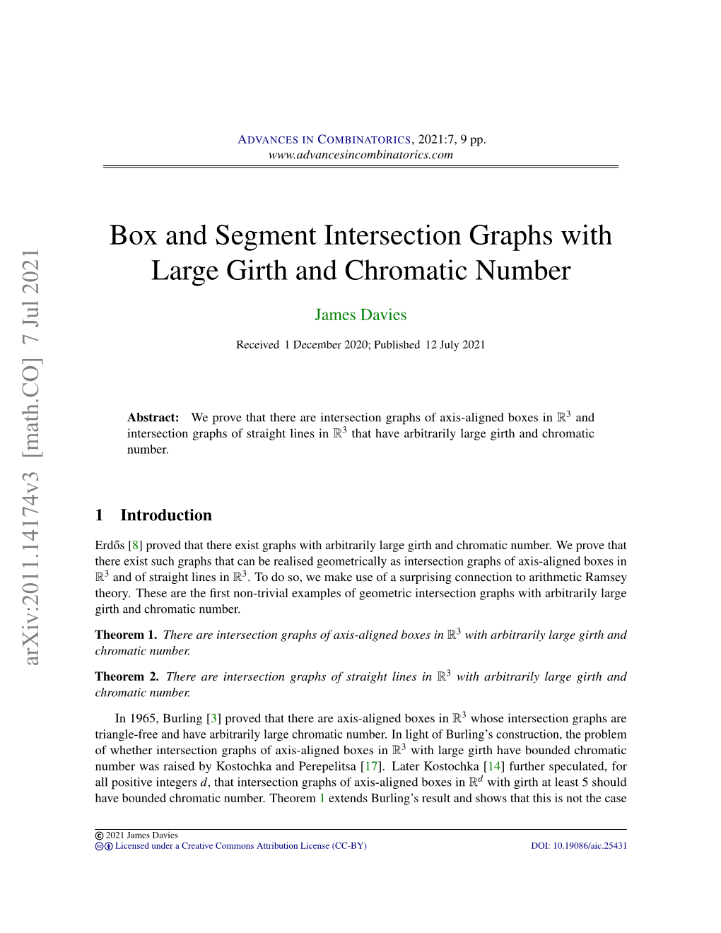 Box and Segment Intersection Graphs with Large Girth and Chromatic Number