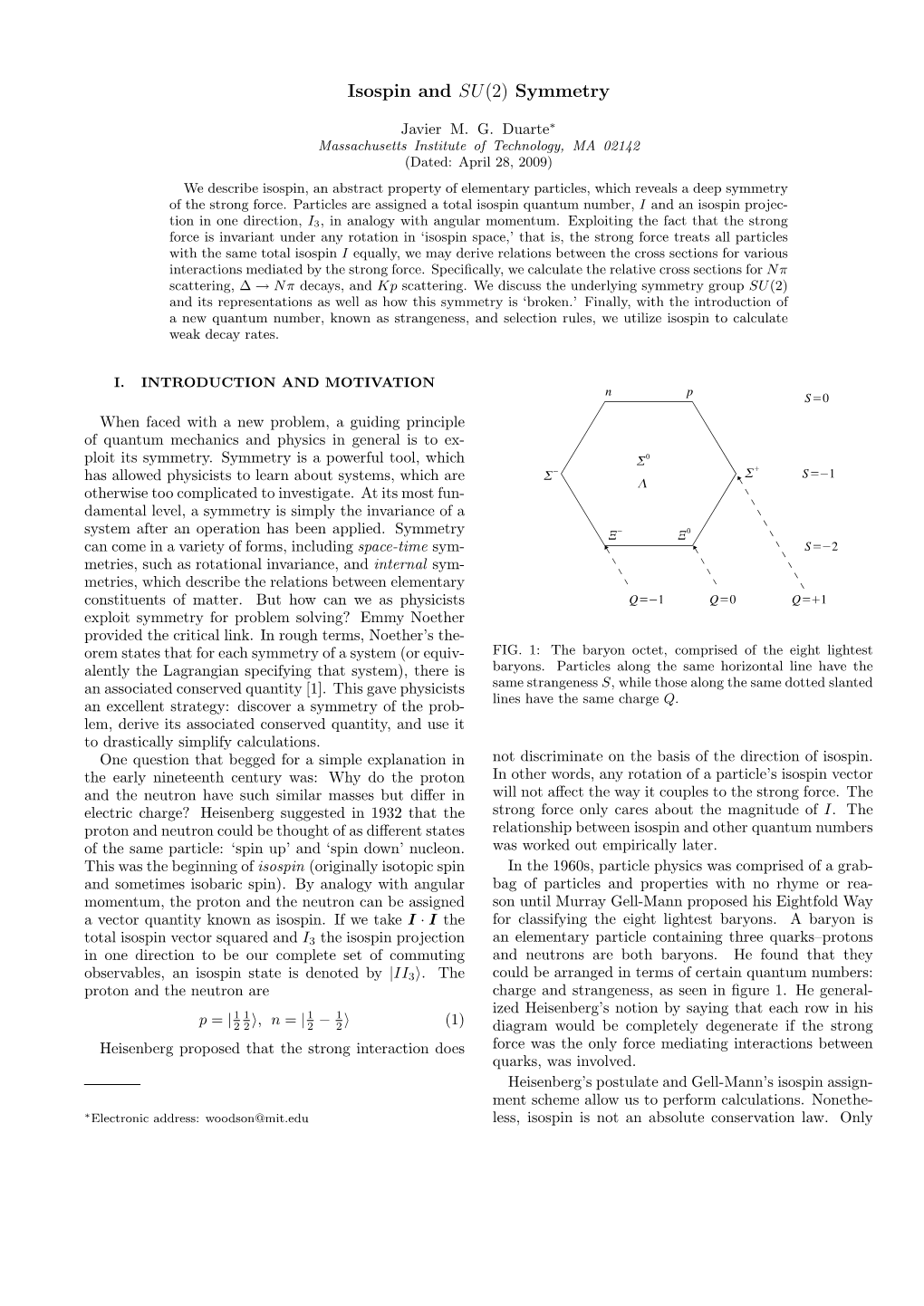 Isospin and SU(2) Symmetry