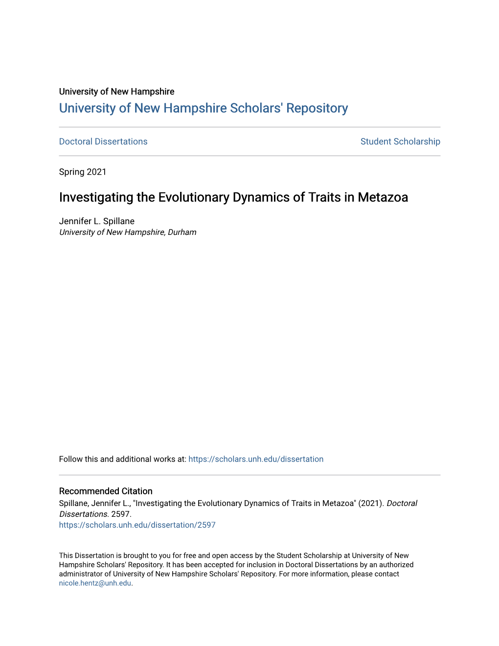 Investigating the Evolutionary Dynamics of Traits in Metazoa