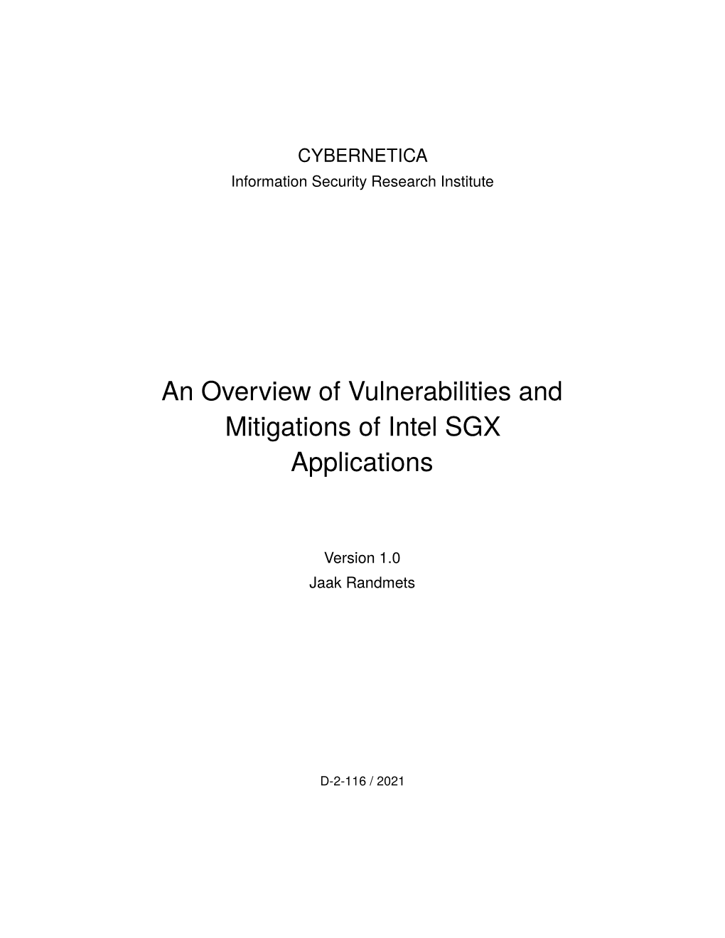 An Overview of Vulnerabilities and Mitigations of Intel SGX Applications