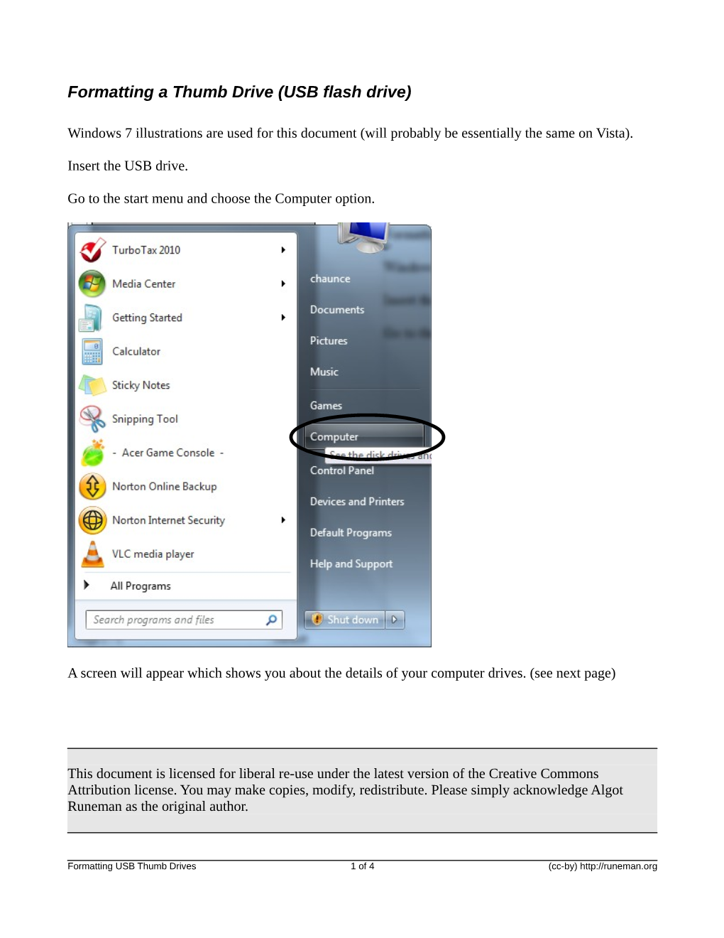 Formatting a Thumb Drive (USB Flash Drive)