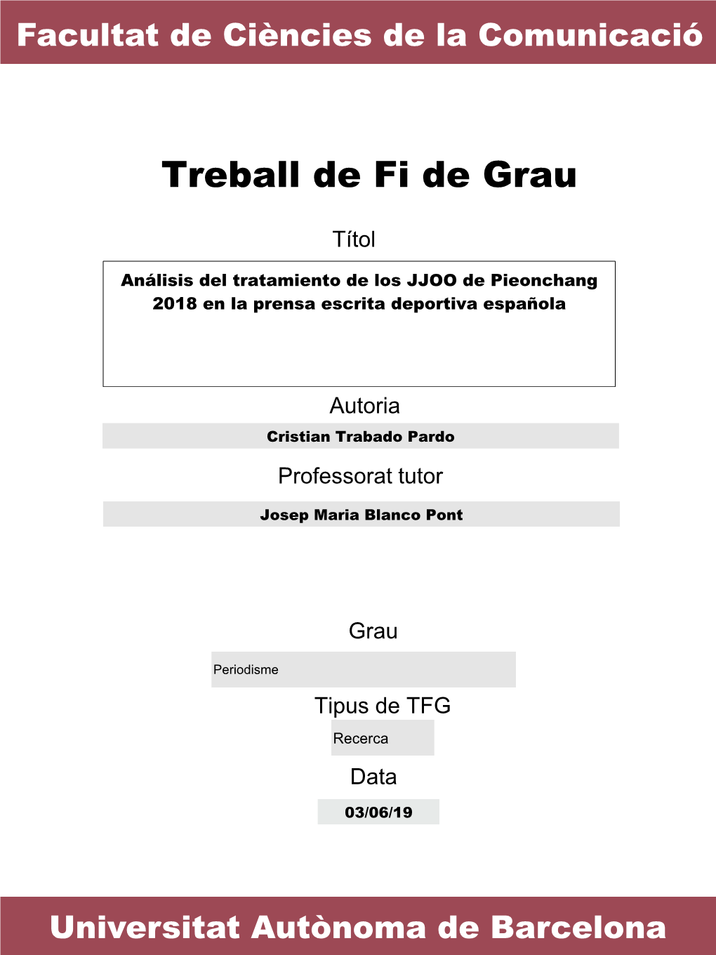 Análisis Del Tratamiento De Los JJOO De Pieonchang 2018 En La Prensa Escrita Deportiva Española