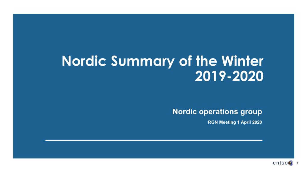 Nordic Summary of the Winter 2019-2020