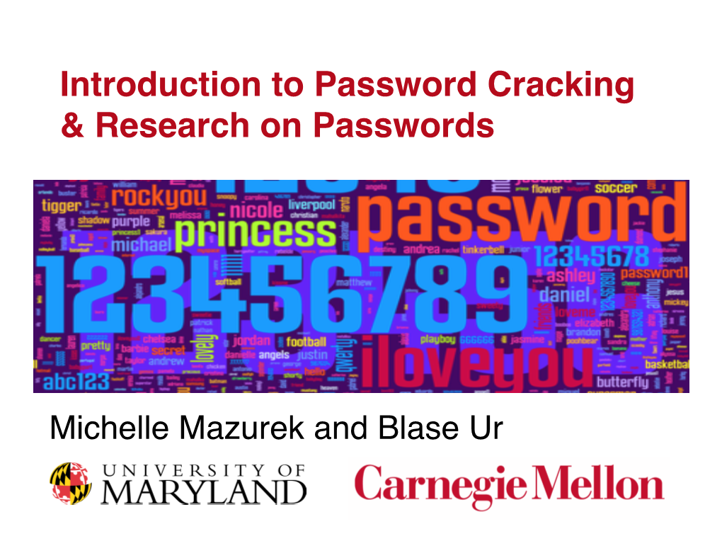 Introduction to Password Cracking & Research on Passwords
