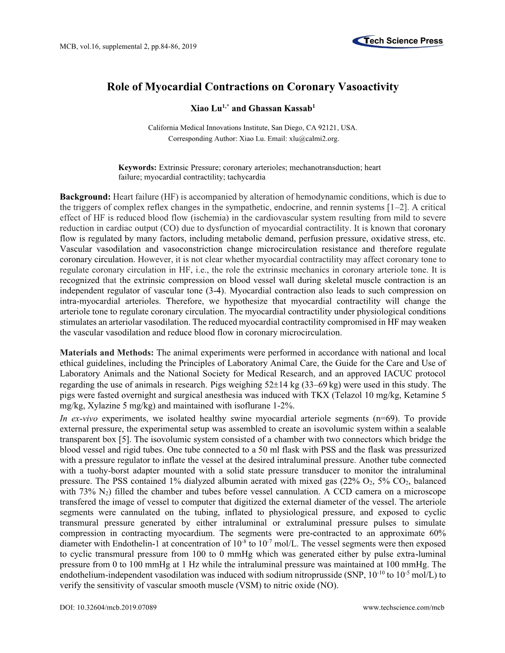 Role of Myocardial Contractions on Coronary Vasoactivity