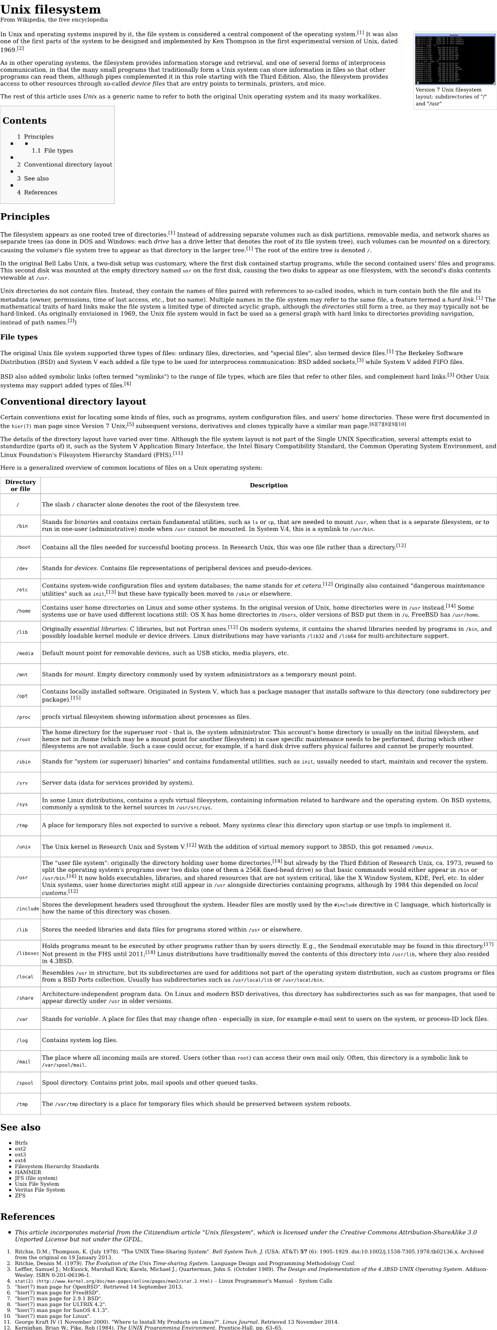 Unix Filesystem from Wikipedia, the Free Encyclopedia