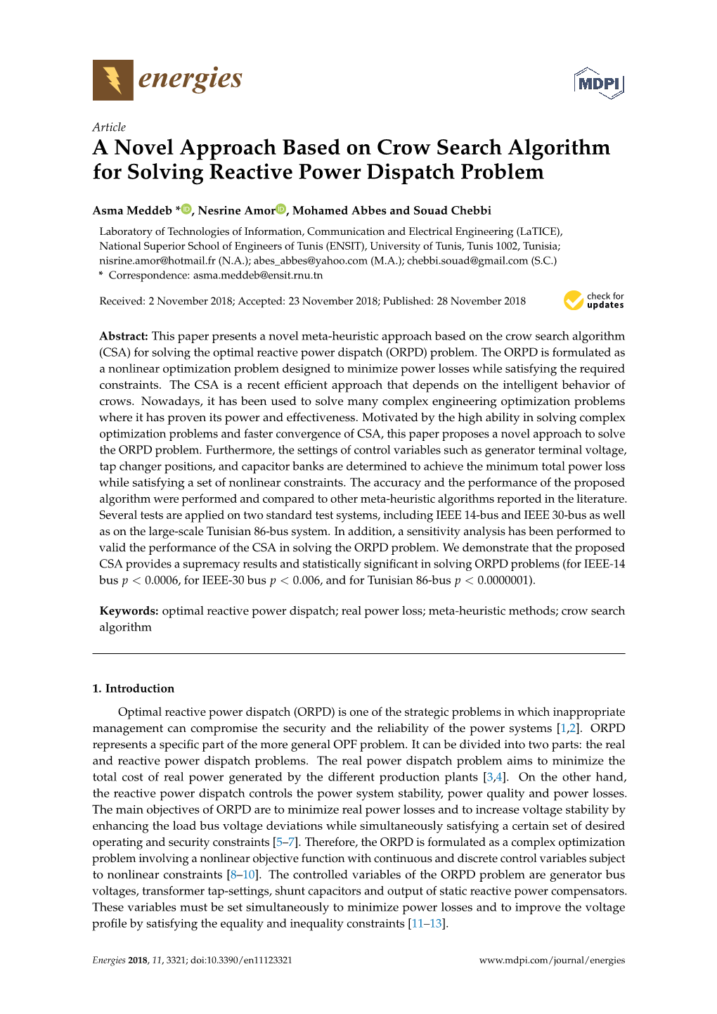 A Novel Approach Based on Crow Search Algorithm for Solving Reactive Power Dispatch Problem