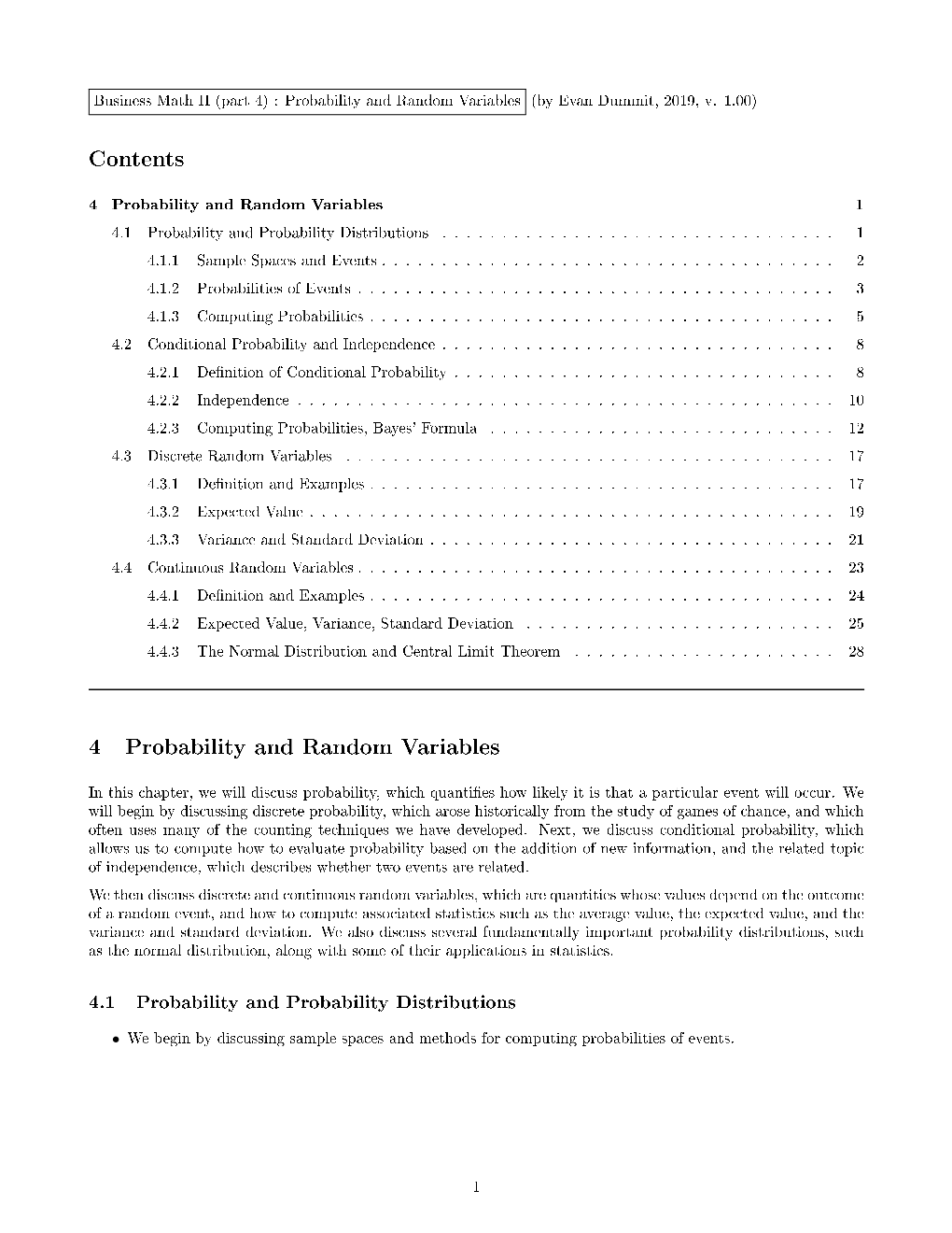 Contents 4 Probability and Random Variables