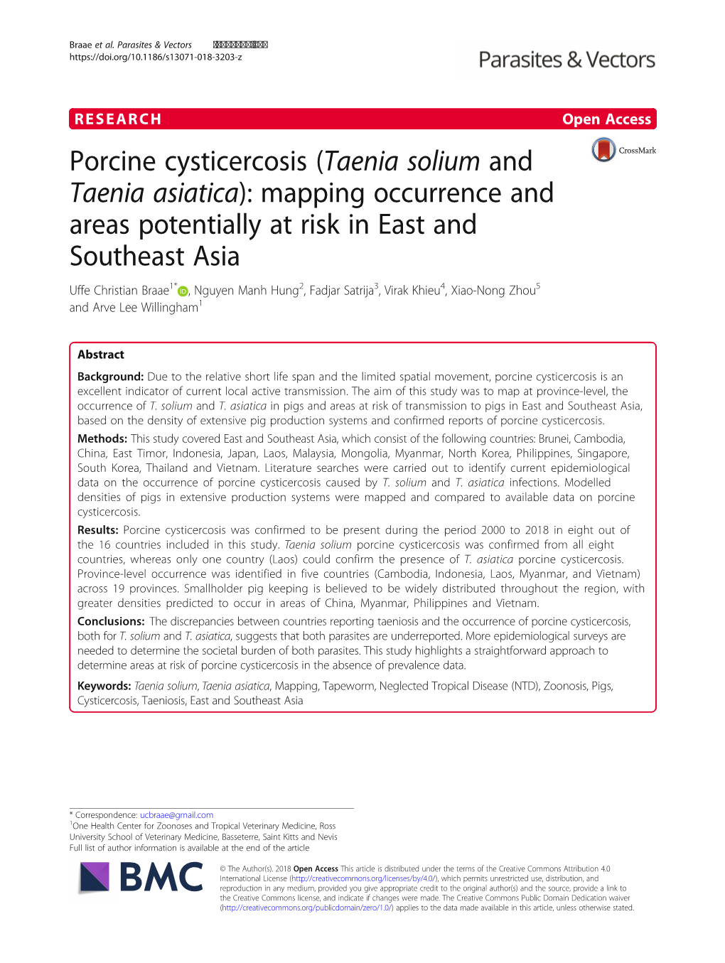 Porcine Cysticercosis (Taenia Solium and Taenia Asiatica)