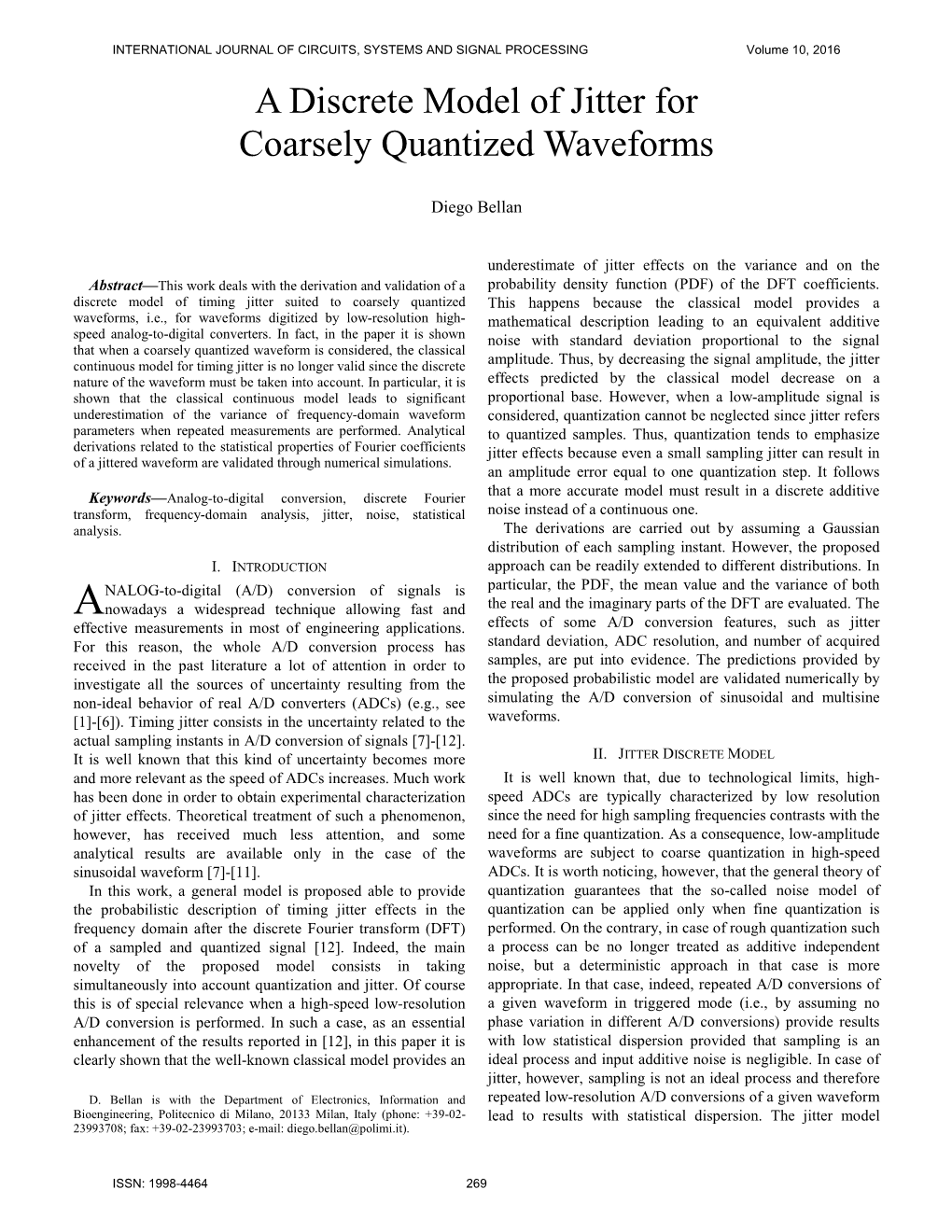 A Discrete Model of Jitter for Coarsely Quantized Waveforms