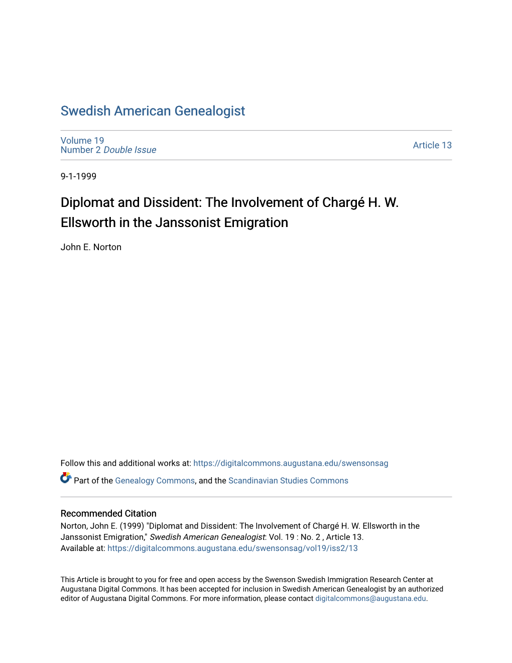 Diplomat and Dissident: the Involvement of Chargã© H. W