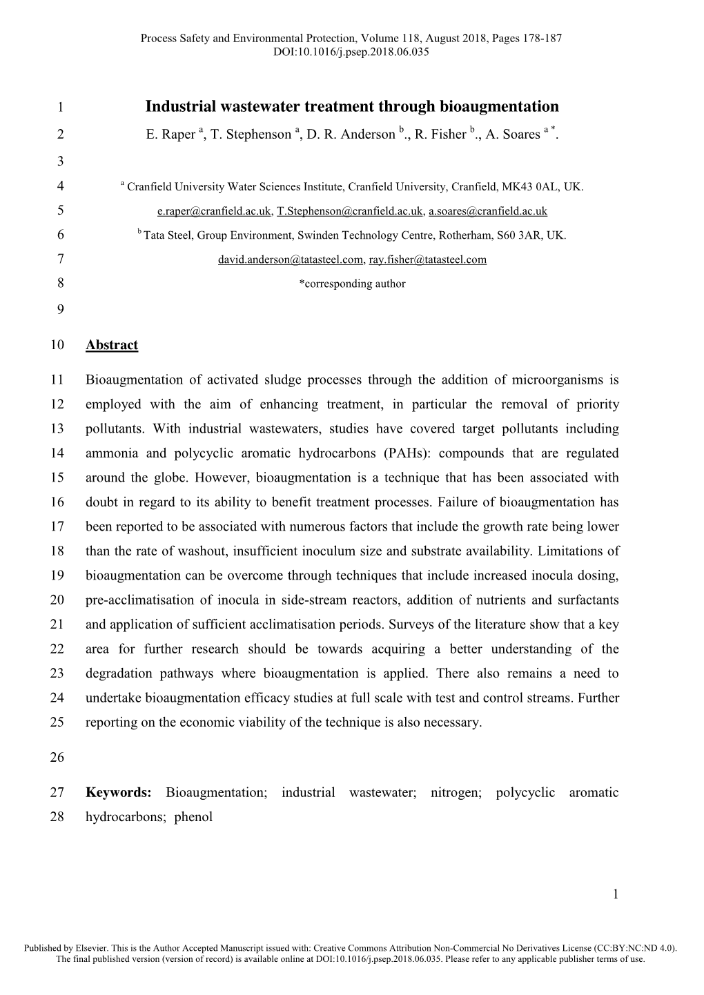 Industrial Wastewater Treatment Through Bioaugmentation 2 E