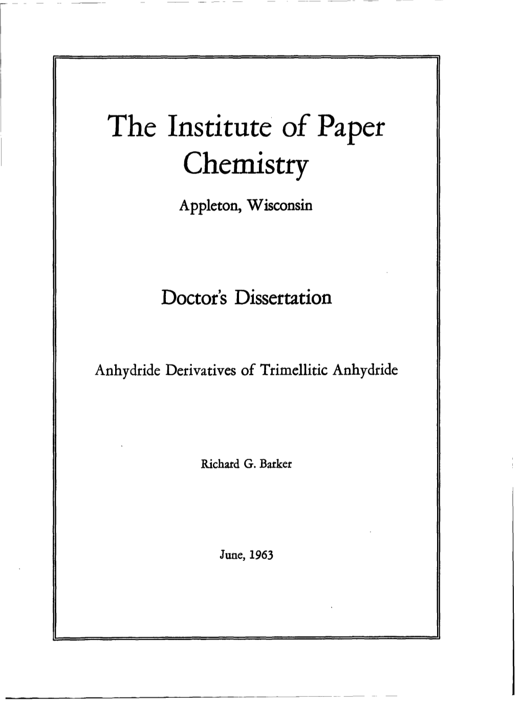 The Institute of Paper Chemistry