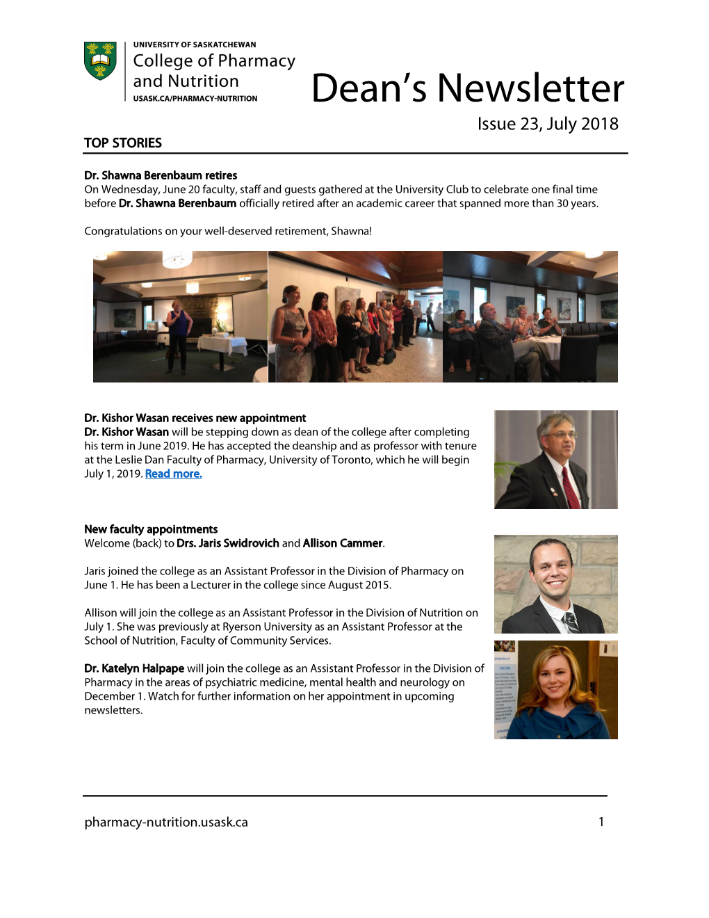 Dean's Newsletter