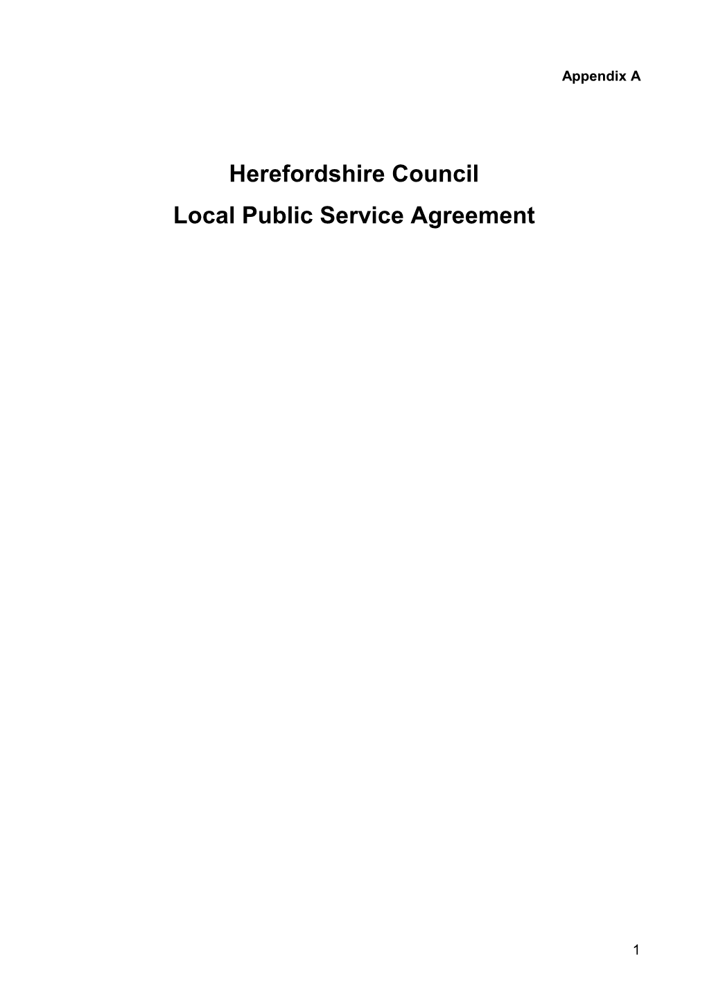 Herefordshire Council Local Public Service Agreement