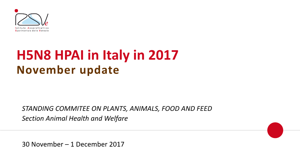 H5N8 HPAI in Italy in 2017 November Update