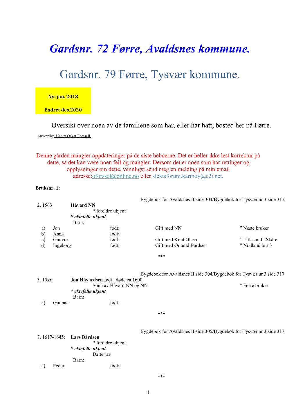 Gardsnr. 79 Førre, Tysvær Kommune