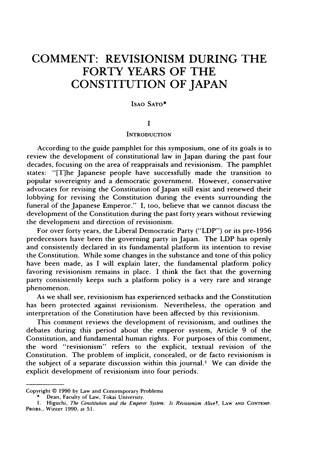 Revisionism During the Forty Years of the Constitution of Japan
