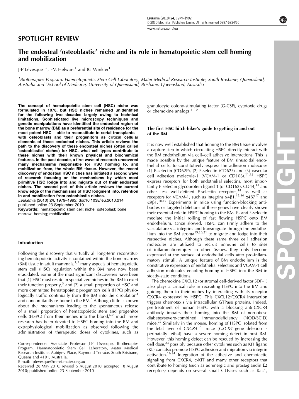 Niche and Its Role in Hematopoietic Stem Cell Homing and Mobilization