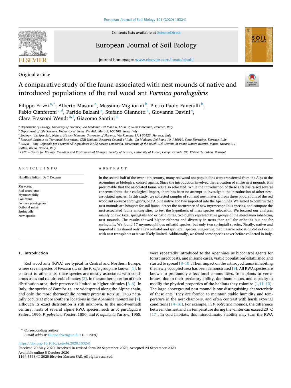 A Comparative Study of the Fauna Associated with Nest Mounds of Native and Introduced Populations of the Red Wood Ant Formica Paralugubris