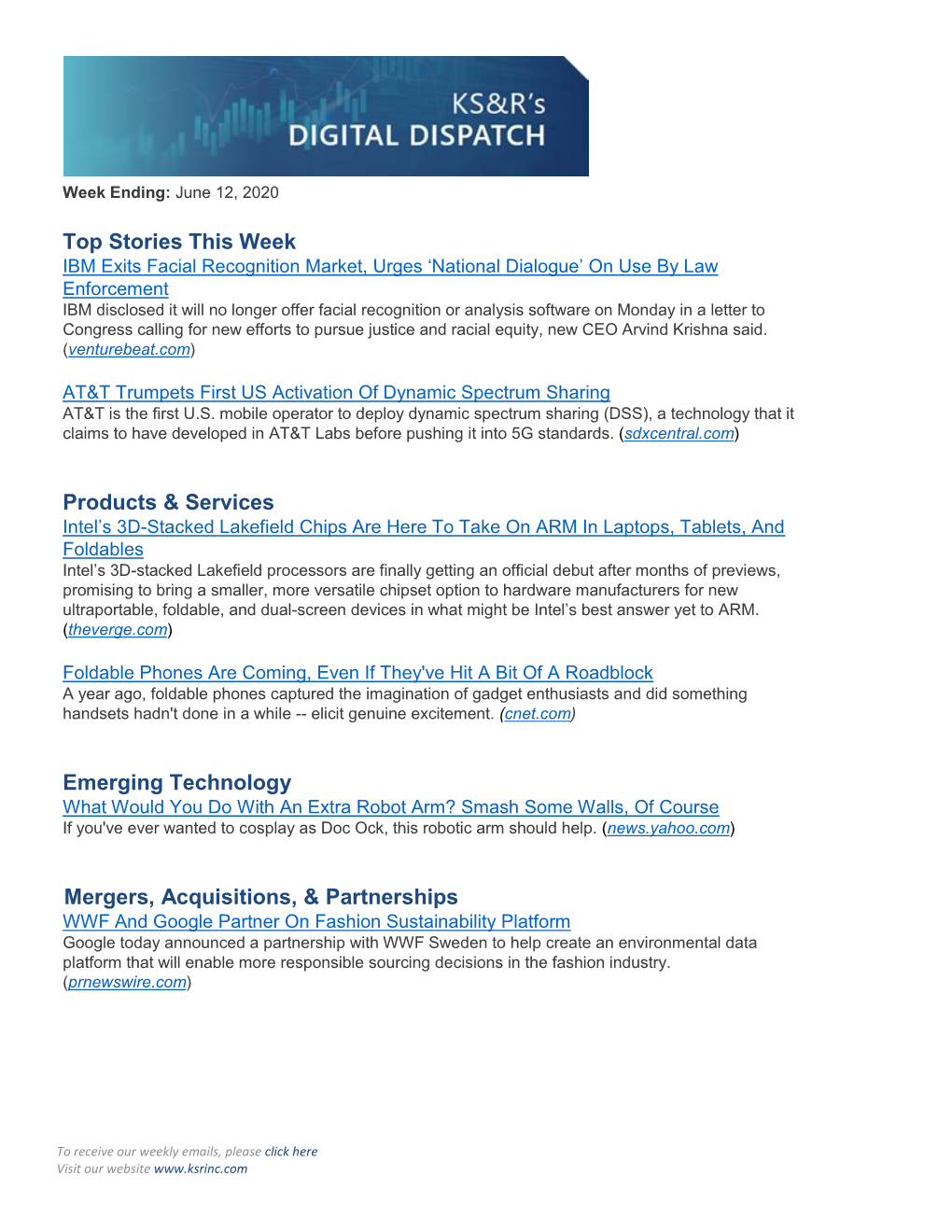 Top Stories This Week Products & Services Emerging Technology